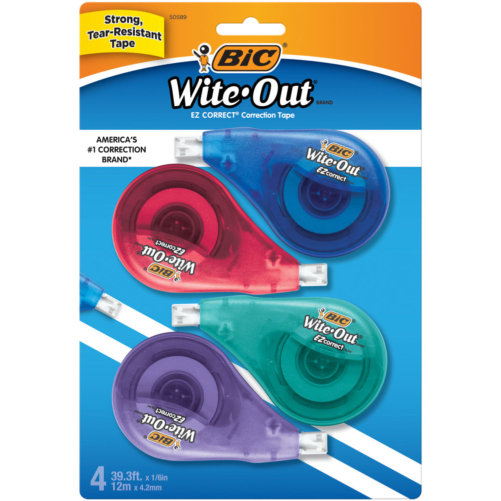 BIC Wite-Out Correction Tape, Pack Of 4 Correction Tape Dispensers