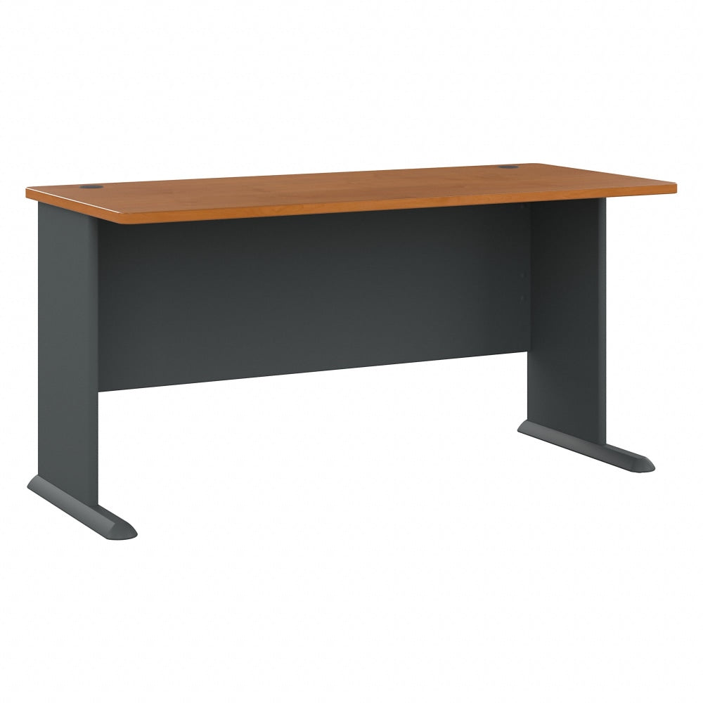 Bush Business Furniture Office Advantage 60inW Computer Desk, Natural Cherry/Slate, Standard Delivery