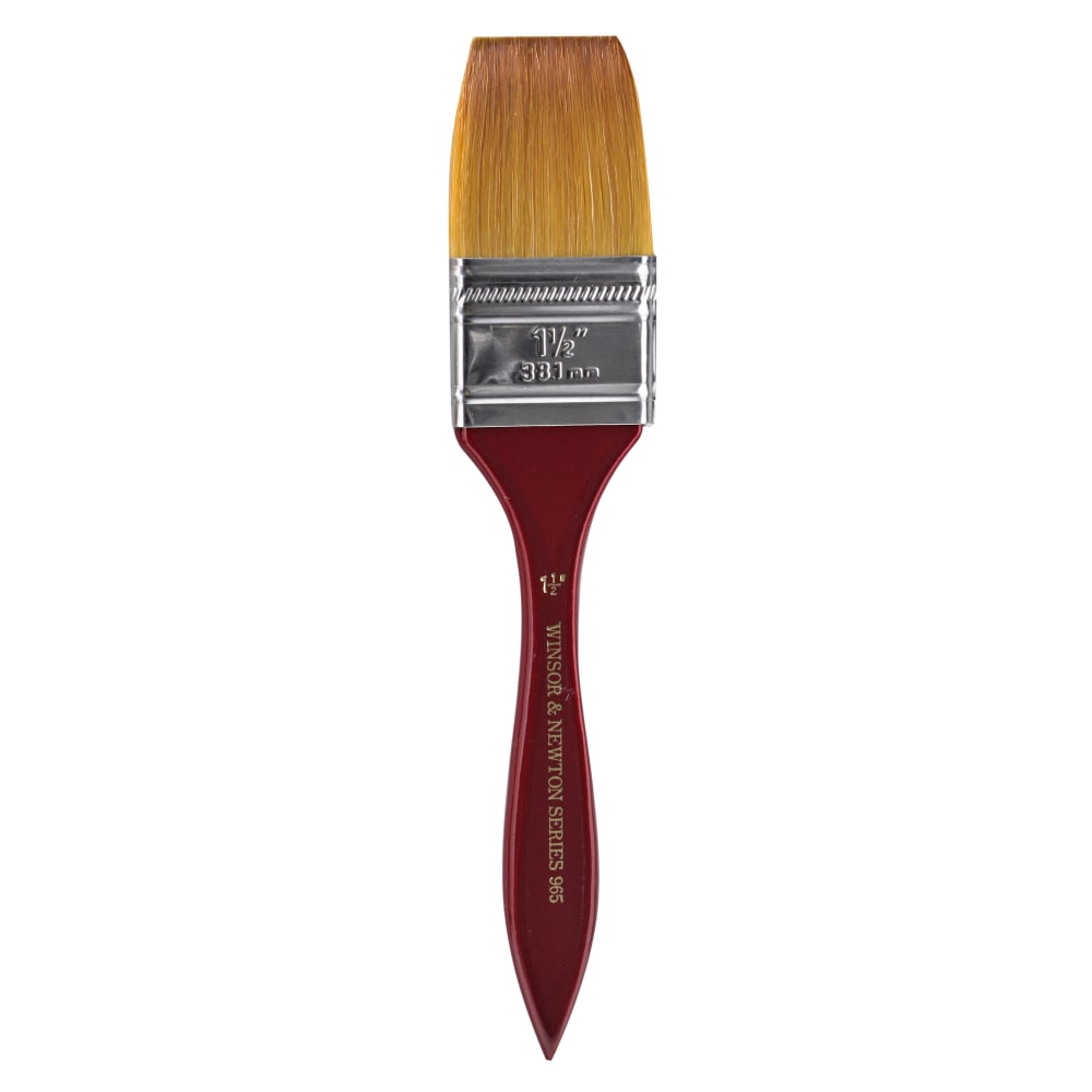 Winsor & Newton Series 965 Golden Nylon & Natural Hair Paint Brush, 1 1/2in, Flat Bristle, Copper