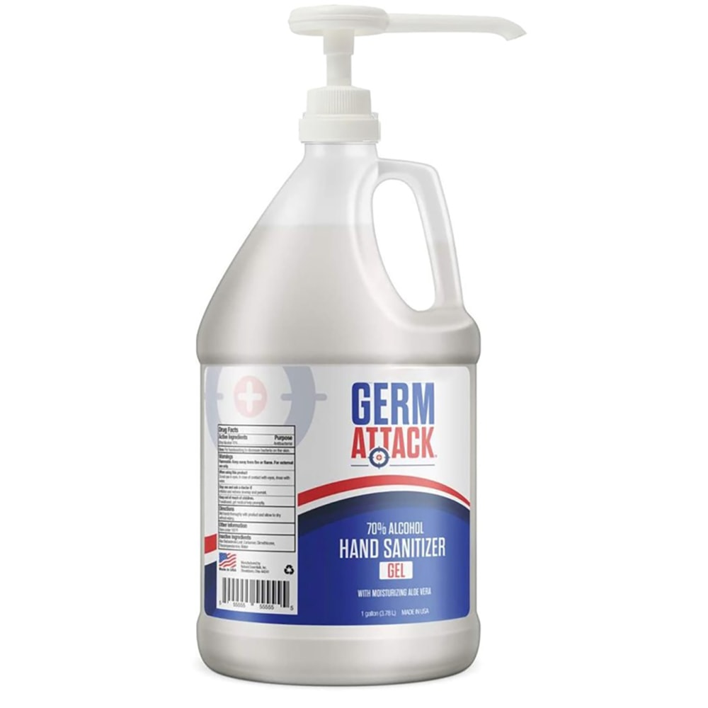 Germ Attack Antibacterial Gel Hand Sanitizer, Unscented, 1 Gallon Pump Bottle