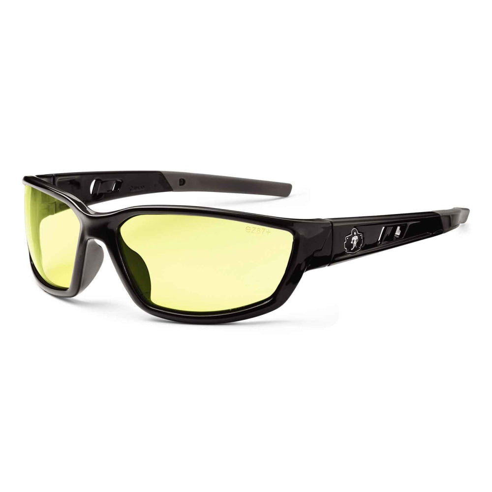 Ergodyne Skullerz Safety Glasses, Kvasir, Black Frame, Yellow Lens