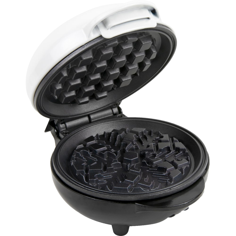 Nostalgia MyMini Personal Electric Waffle Maker, 3-3/4inH x 6-1/2inW x 5-1/4inD, White Snowflake