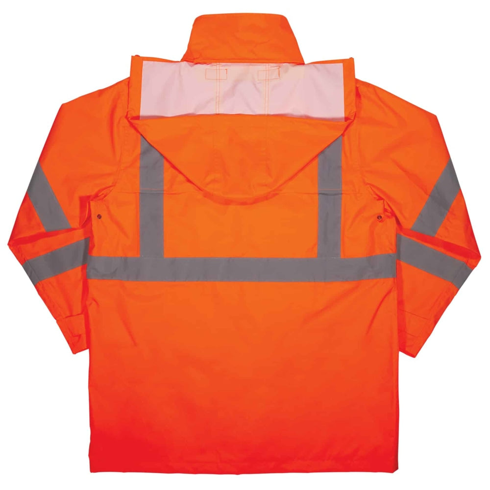 Ergodyne GloWear 8366 Lightweight Type R Class 3 High-Visibility Rain Jacket, 4X, Orange