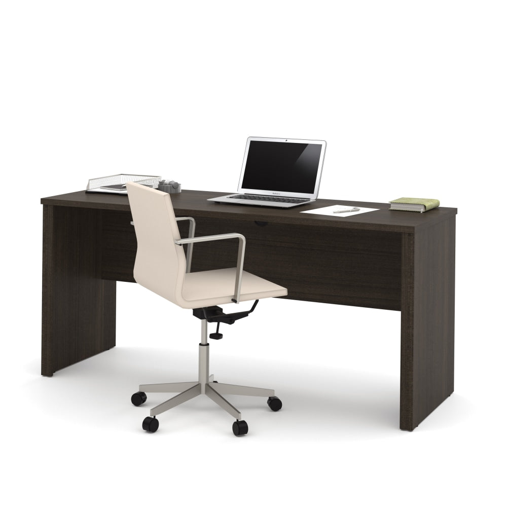 Bestar Embassy 66inW Narrow Computer Desk Shell, Dark Chocolate