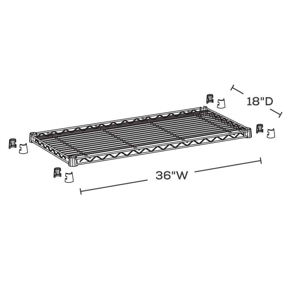 Safco Extra Shelves For Industrial Wire Shelving, 36inW x 18inD, Black, Pack Of 2