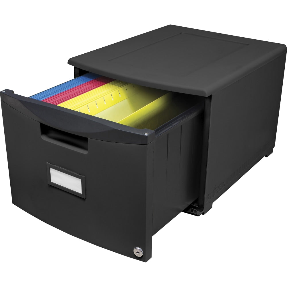 Storex Stackable File Drawer, 12-13/16inH x 14-13/16inW x 18-5/16inL, Black