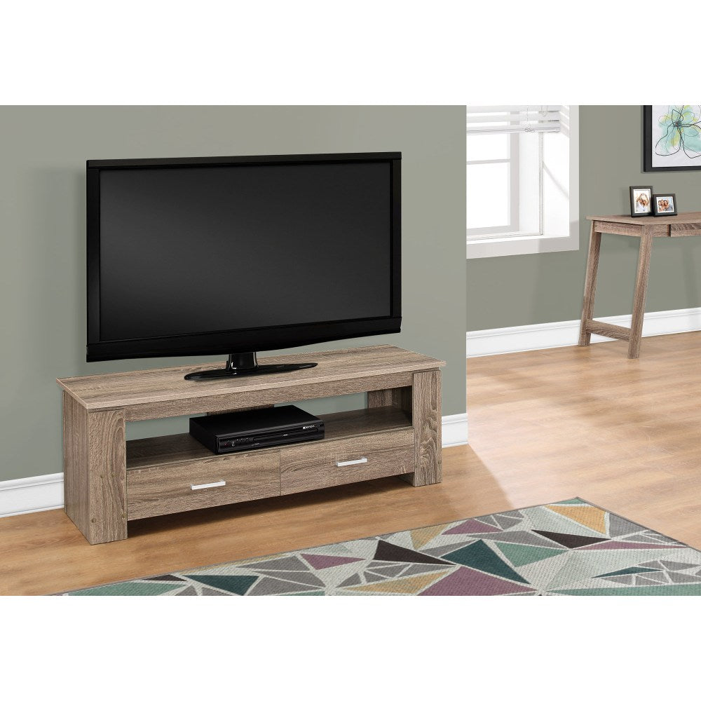 Monarch Specialties Liam TV Stand, 16-1/4inH x 47-1/4inW x 15-1/2inD, Dark Taupe