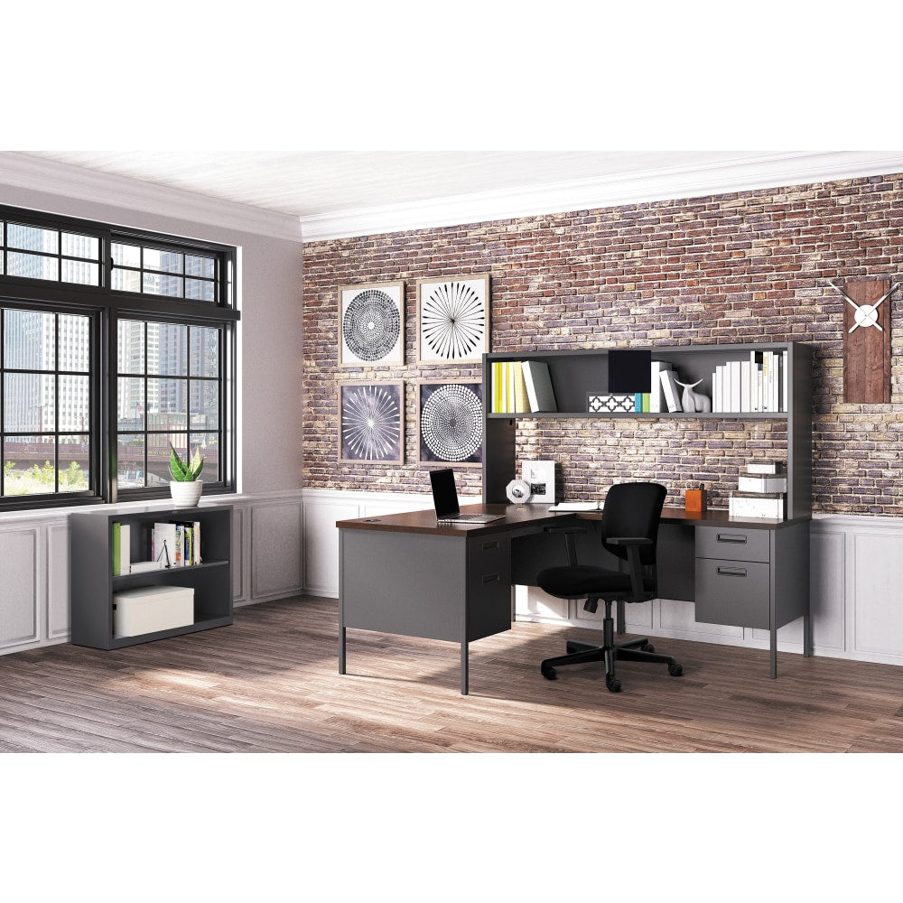 HON Metro Classic 42inW Right Desk Return, Mahogany/Charcoal