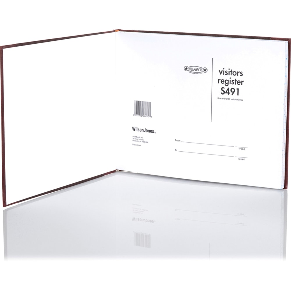 Wilson Jones Visitor Register, 12 1/2in x 9 1/2in, Black