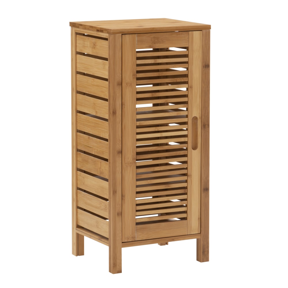 Linon Bullock 13inW Single Door Bamboo Cabinet, Natural