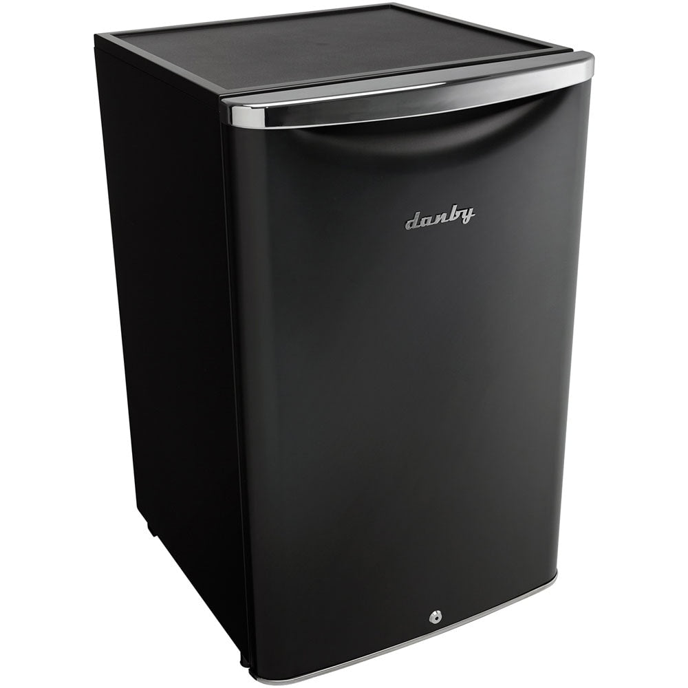 Danby 4.4 Cu.ft. Compact Refrigerator - 4.40 ft³ - Auto-defrost - Reversible - 4.40 ft³ Net Refrigerator Capacity - 268 kWh per Year - Black - Metallic - Steel Shelf, Chrome Handle, Rubber Grip