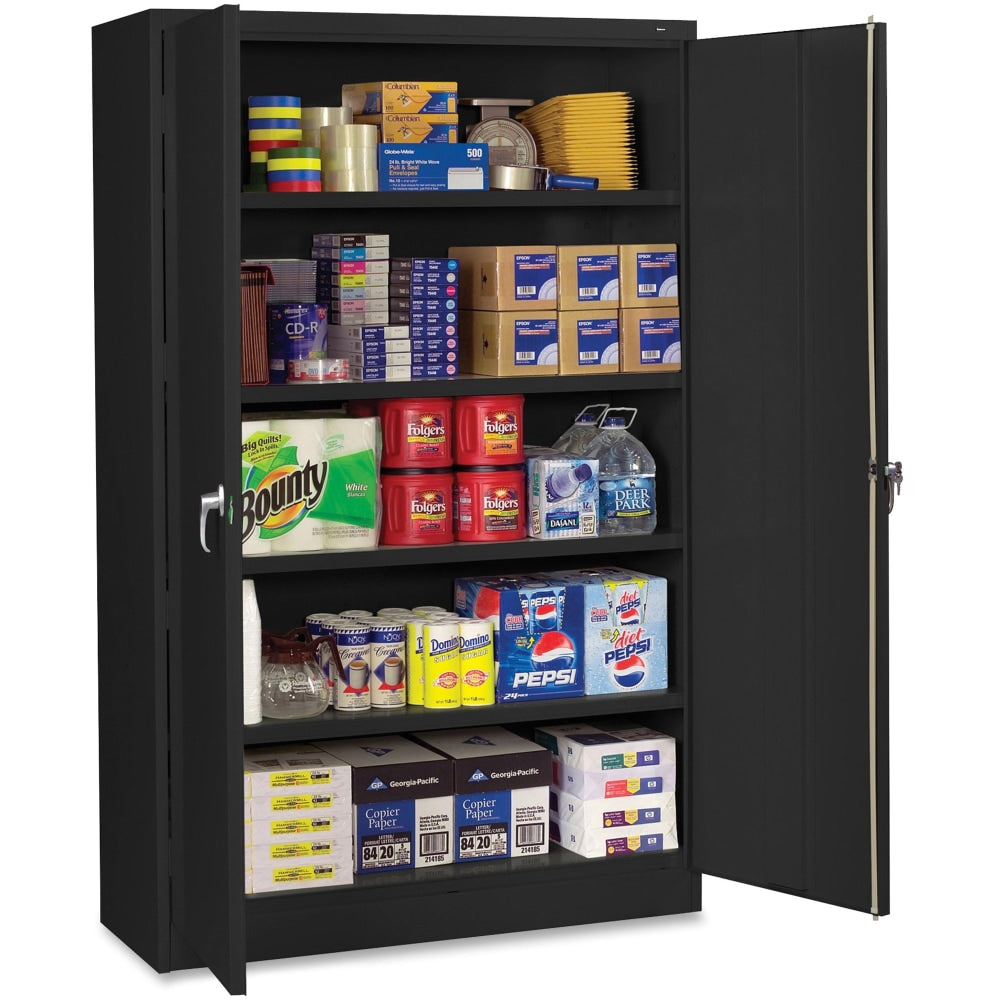 Tennsco Jumbo Steel Cabinets, 5 Shelves, 78inH x 48inW x 24inD, Black