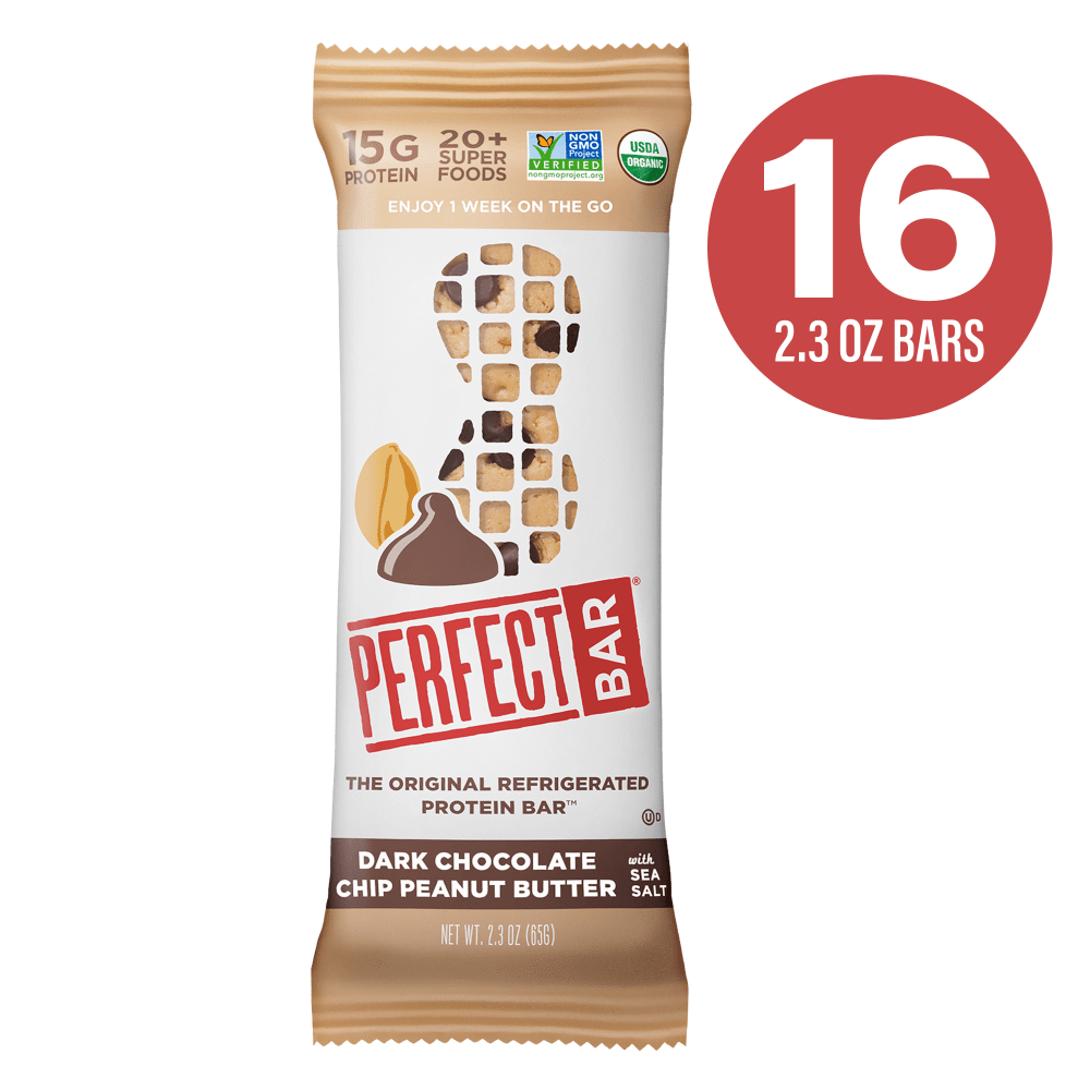 Perfect Bar Protein Bars, Dark Chocolate Peanut Butter, 2.3 Oz, Pack Of 16 Bars