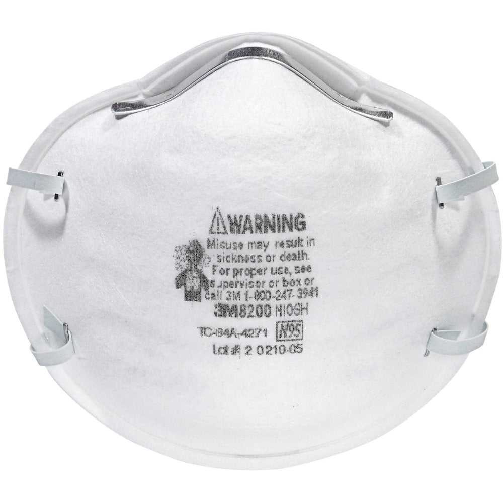 3M N95 Particulate Respirator 8200 Mask, White , Box Of 20