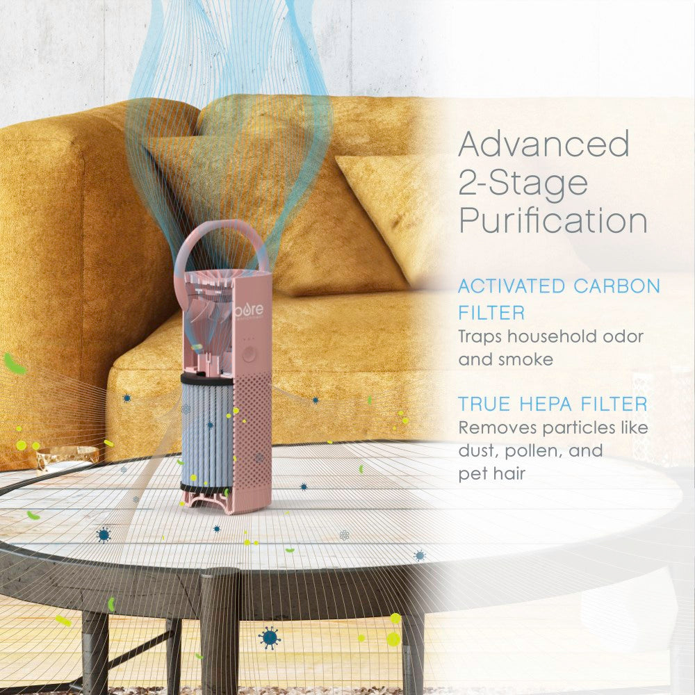 Pure Enrichment PureZone HEPA Mini Portable Air Purifier, 54 Sq. Ft. Coverage, Blush