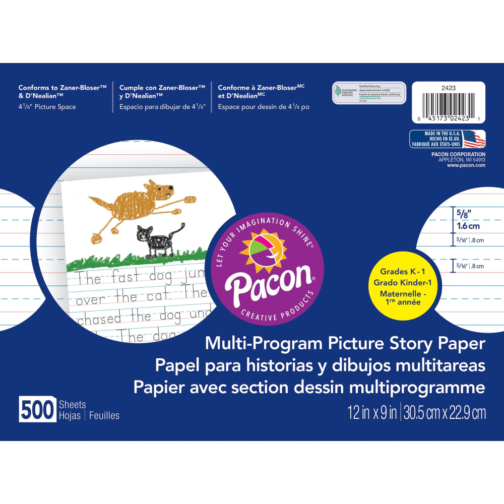 Pacon Multi-Program Handwriting Picture Story Paper, Pack Of 500