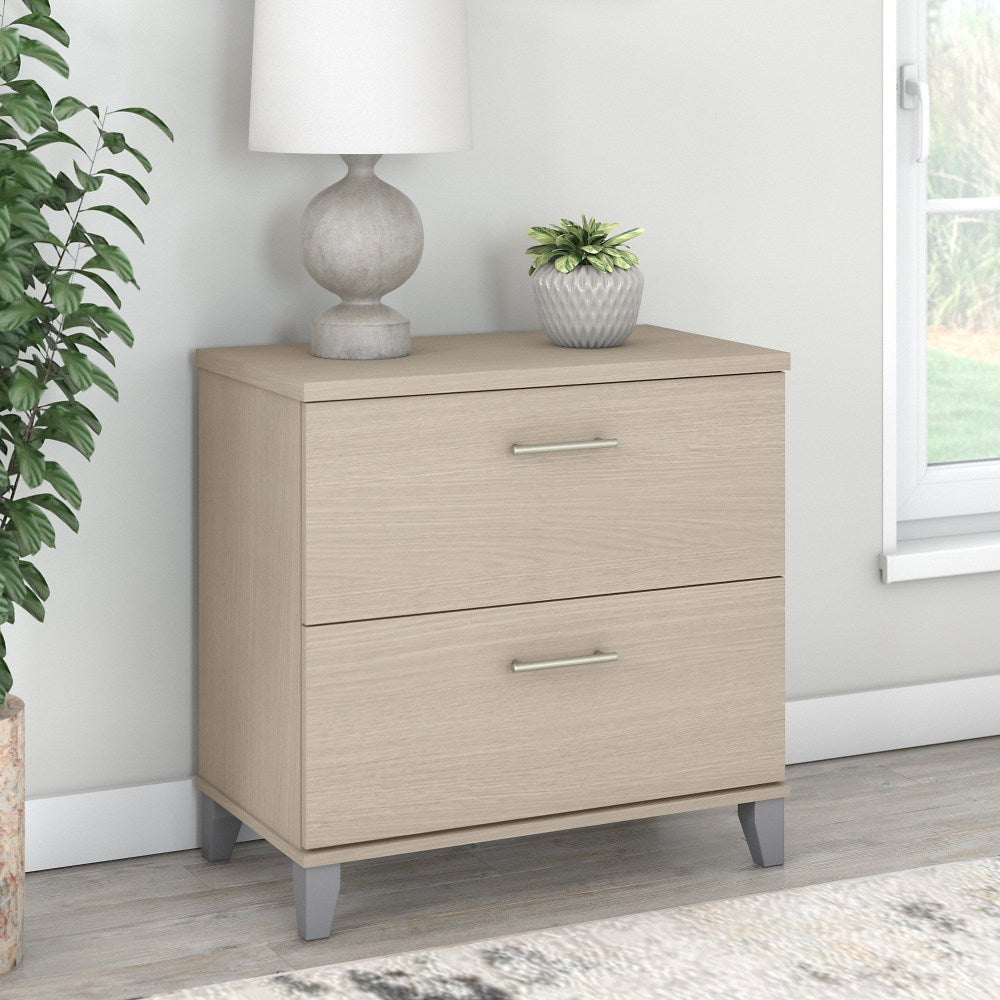 Bush Furniture Somerset 29-3/4inW x 16-3/4inD Lateral 2-Drawer File Cabinet, Sand Oak, Standard Delivery