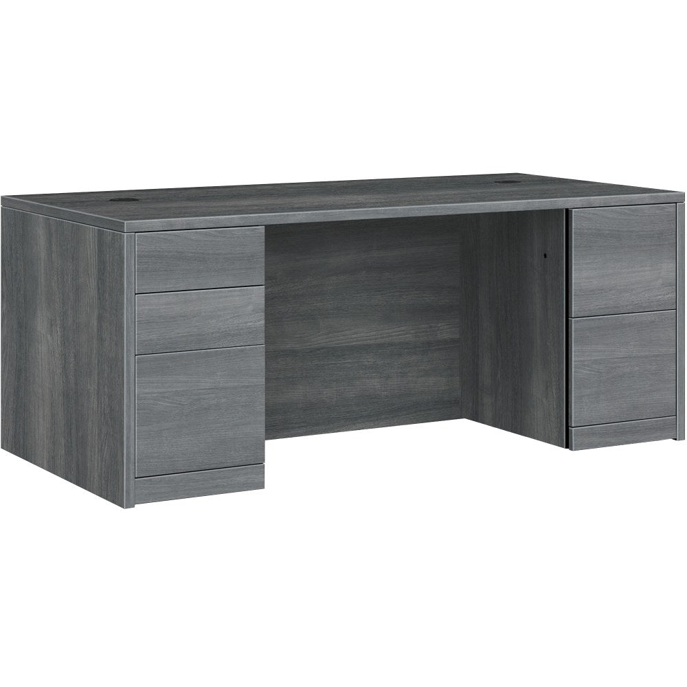 HON 10500 72inW 5-Drawer Left-Pedestal Computer Desk, Sterling Ash