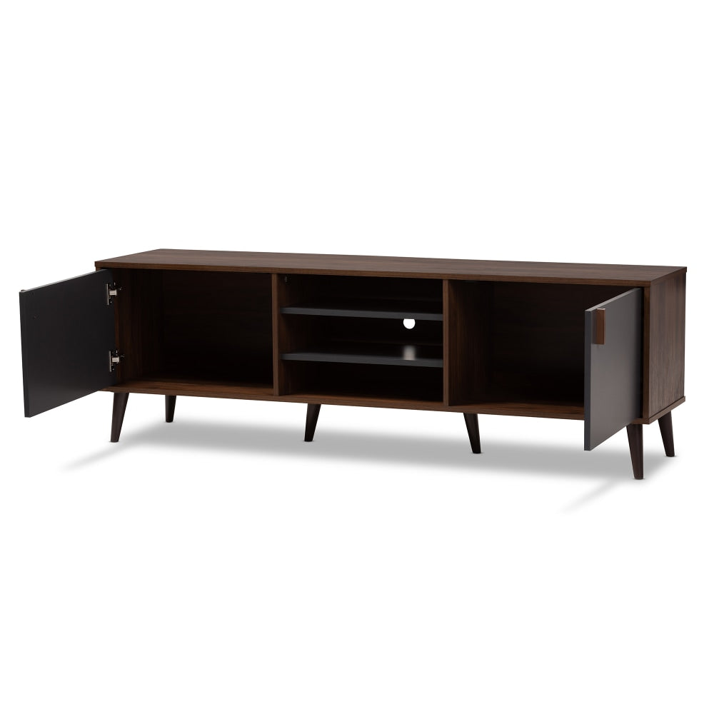 Baxton Studio Eda TV Stand, Walnut Brown/Dark Gray