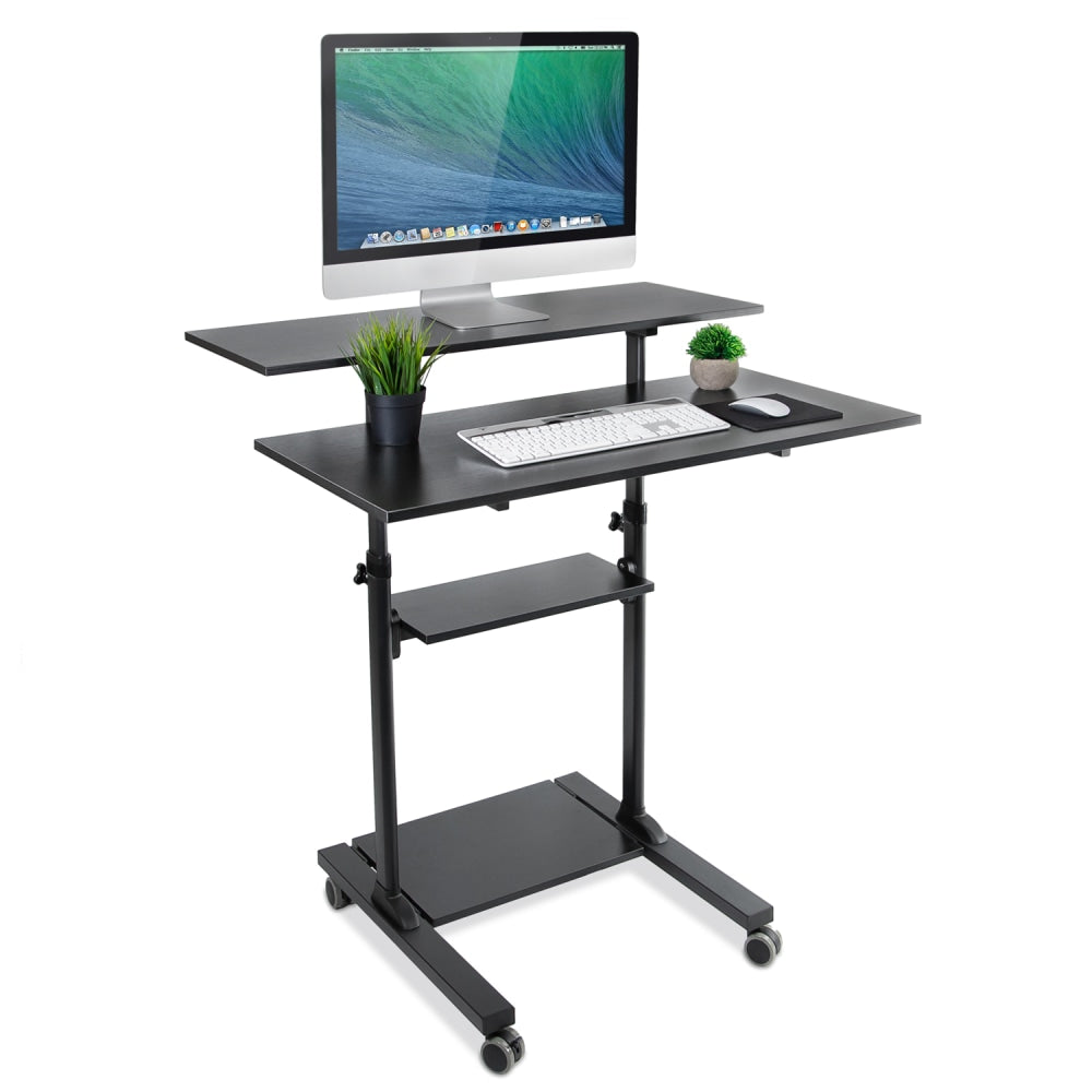 Mount-It! MI-7970 Height-Adjustable Mobile Standing Desk Workstation, 55inH x 39-1/2inW x 26inD, Black