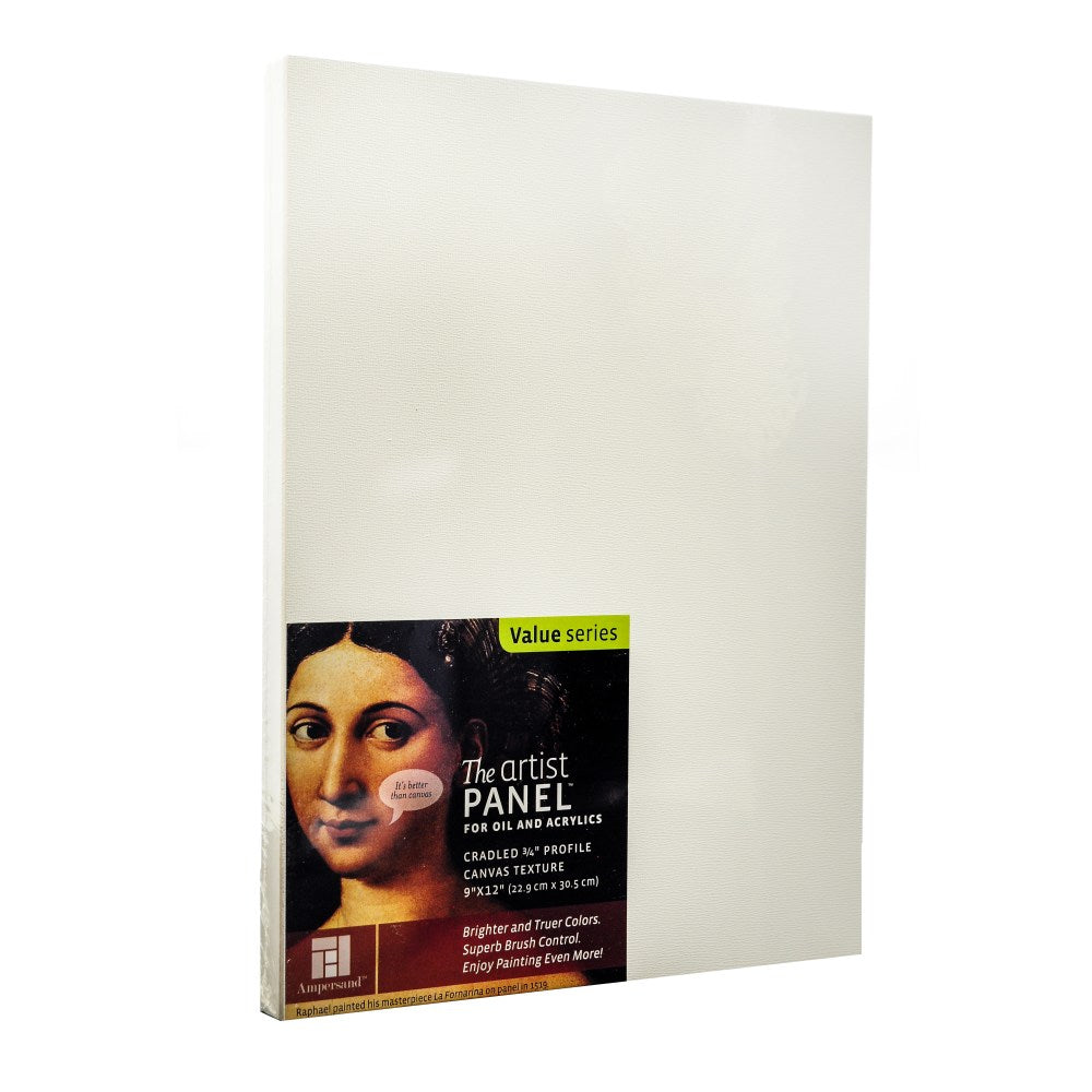 Ampersand Artist Panel Canvas Texture Cradled Profile, 9in x 12in, 3/4in, Pack Of 2