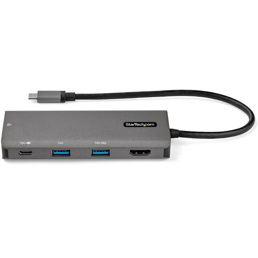 StarTech.com USB C Multiport Adapter - 10Gbps USB 3.1 Gen 2 Type-C Mini Dock - 4K 30Hz HDMI - 100W PD Passthrough - 3xUSB/GbE - 10in Cable - USB-C multiport adapter (10Gbps USB 3.1/3.2 Gen 2) with 4K 30Hz HDMI/2x USB-A/1x USB-C/GbE