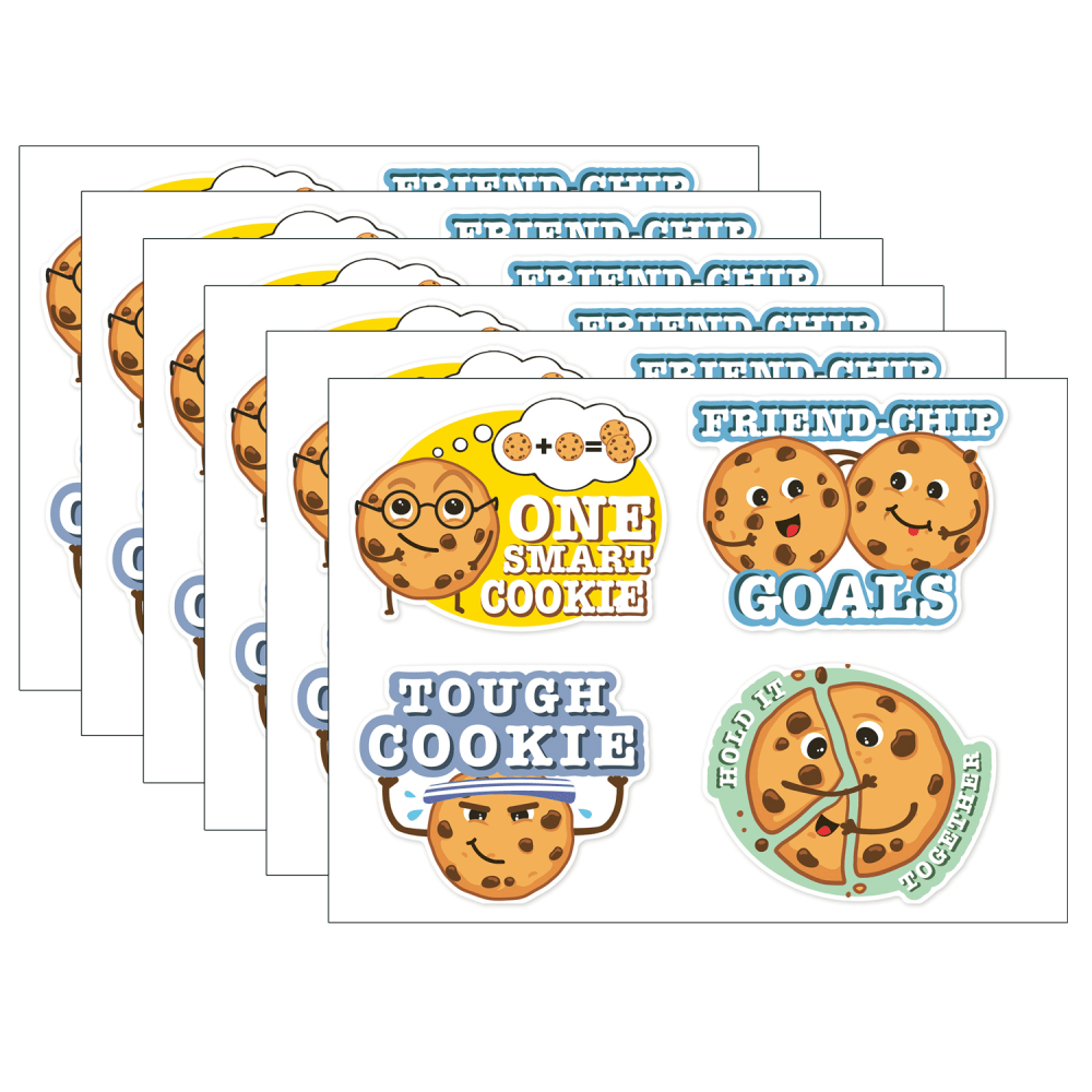 Eureka Jumbo Scented Stickers, Chocolate Chip Cookie, 12 Stickers Per Pack, Set Of 6 Packs