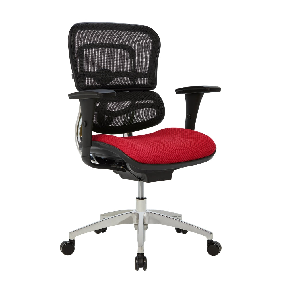 WorkPro 12000 Series Ergonomic Mesh/Premium Fabric Mid-Back Chair, Black/Cherry, BIFMA Compliant