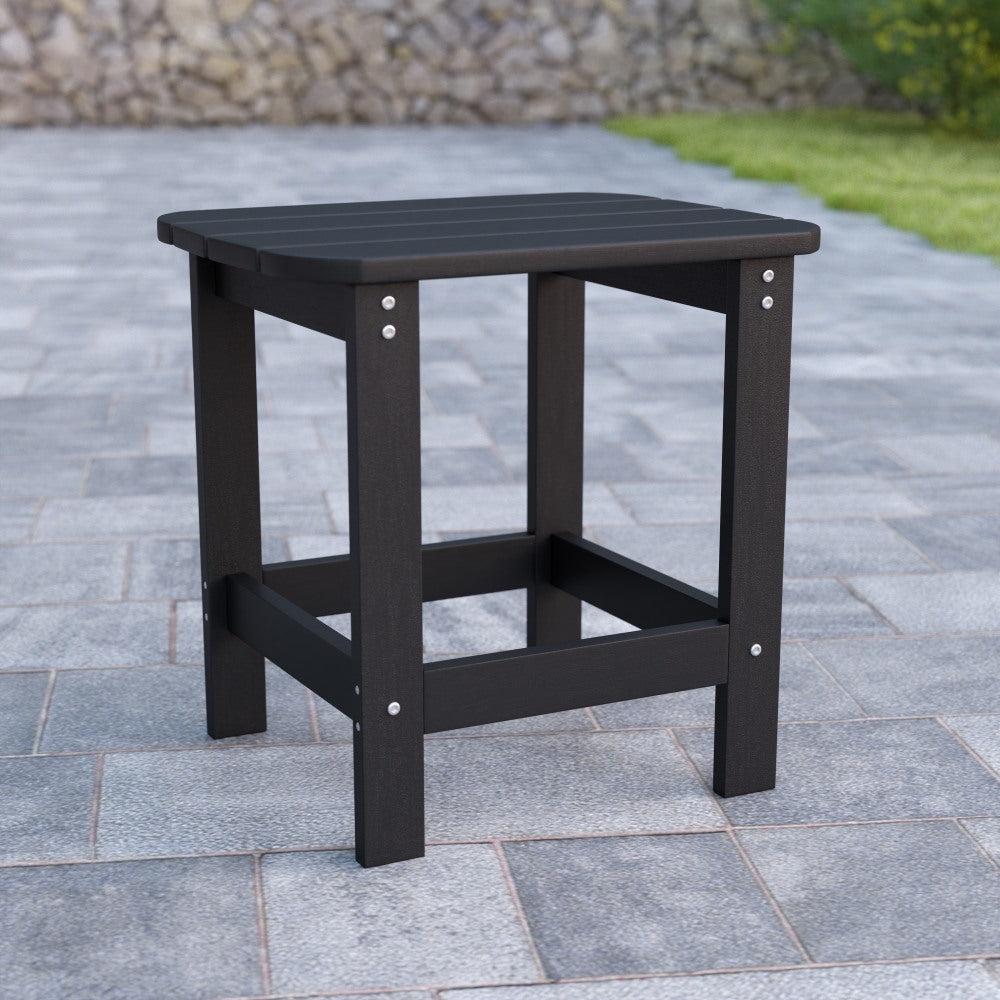 Flash Furniture Charlestown All-Weather Adirondack Side Table, 18-1/4inH x 18-3/4inW x 15inD, Black