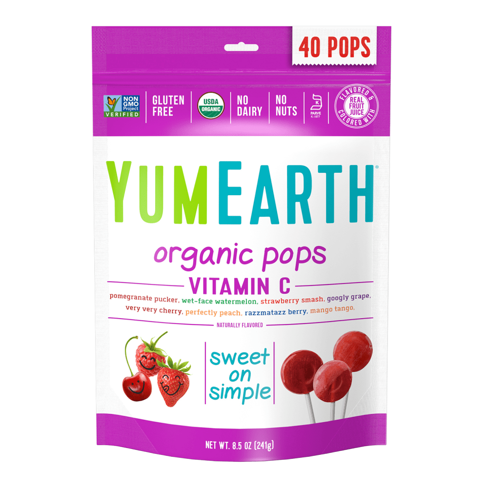 YumEarth Organic Vitamin C Lollipops, 8.5 Oz, Pack Of 3 Bags