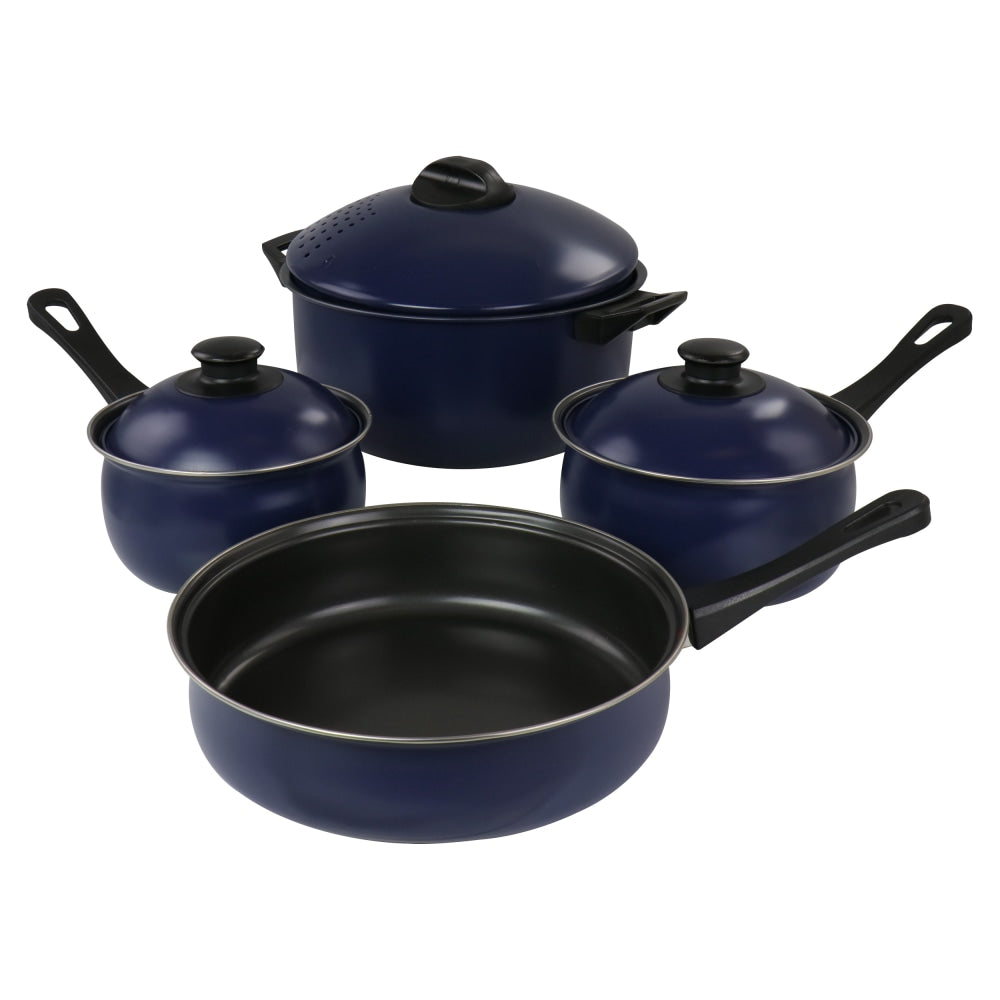 Gibson Oceania 7-Piece Steel Non-Stick Cookware Set, Blue