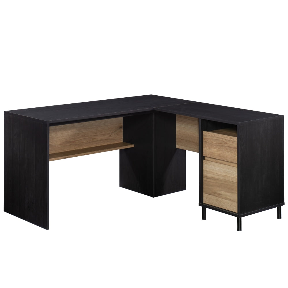 Sauder Acadia Way 59inW L-Shaped Computer Desk, Raven Oak/Timber Oak