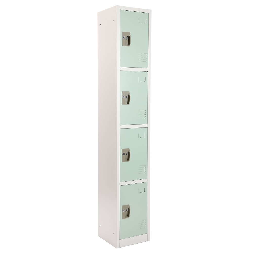 Alpine AdirOffice 4-Tier Steel Locker, 72inH x 12inW x 12inD, Misty Green