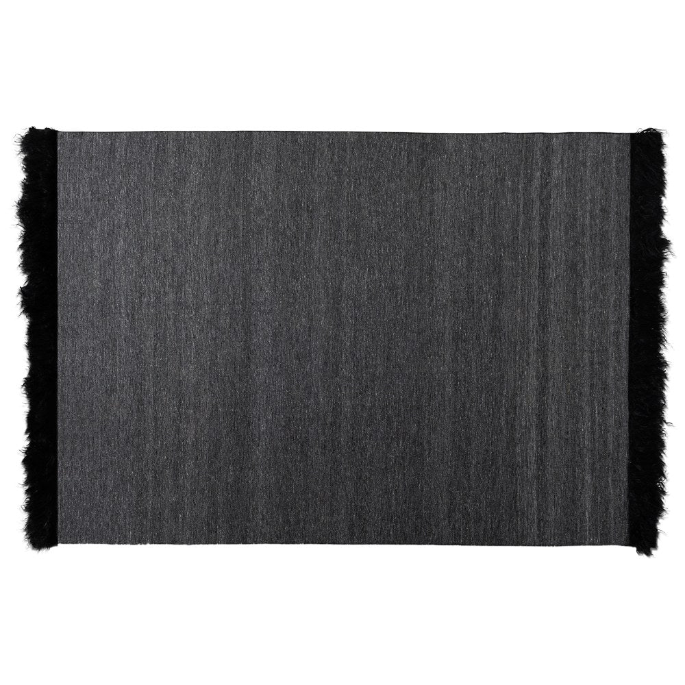 Baxton Studio Dalston Handwoven Wool Blend Area Rug, 63in x 90-5/8in, Dark Gray/Black