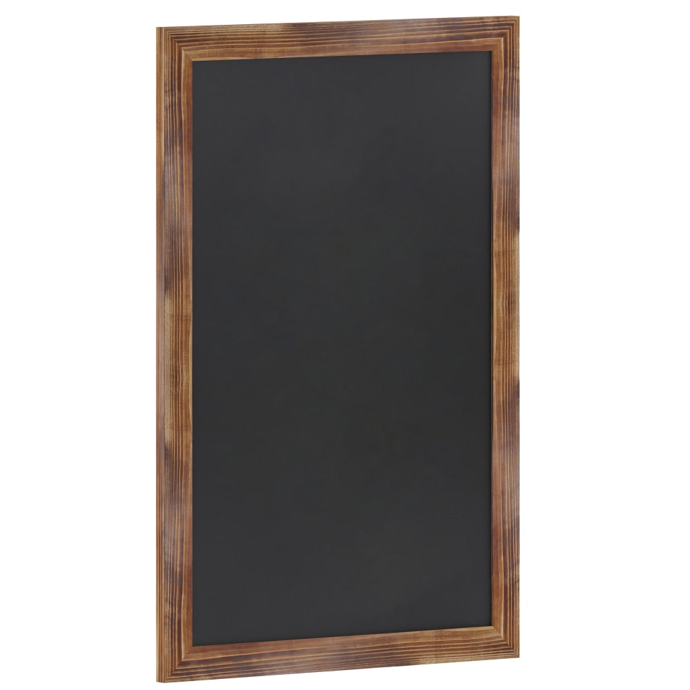 Flash Furniture Canterbury Wall-Mounted Magnetic Chalkboard Sign With Eraser, Porcelain Steel, 36inH x 24inW x 3/4inD, Torched Brown Frame