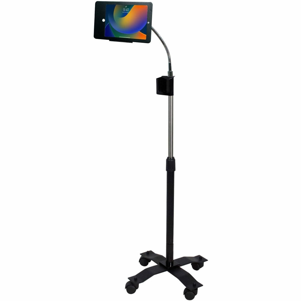 CTA Digital Compact Security Gooseneck Floor Stand for iPad (Gen. 5-6), iPad Pro 9.7, and iPad Air (Gen. 1-2) - Up to 9.7in Screen Support - 58in Height x 17.5in Width x 17.5in Depth - Floor - Metal