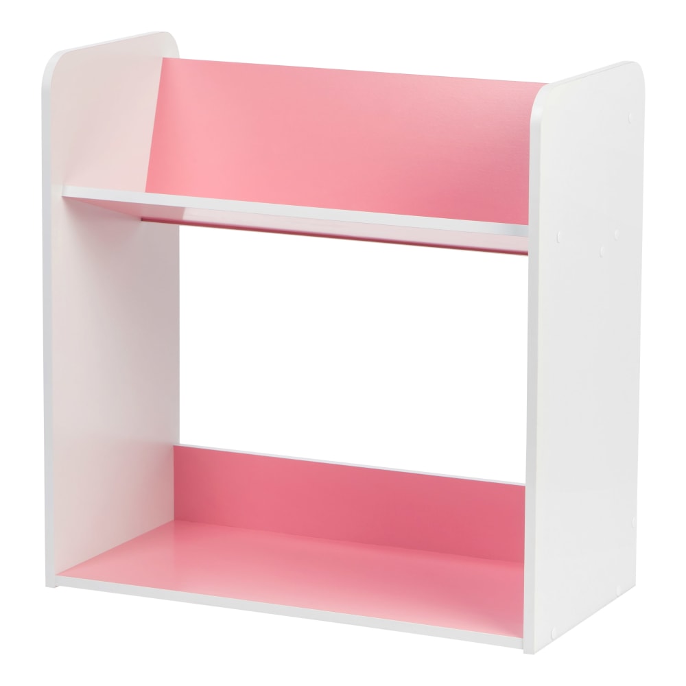 IRIS 24inH 2-Tier Tilted-Shelf Book Rack, Pink/White