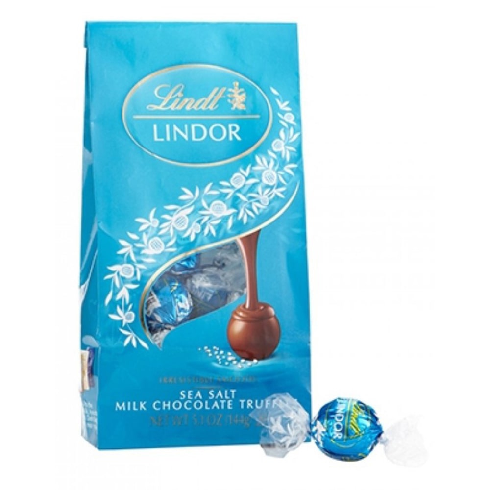 Lindor Milk Chocolate Sea Salt Truffles, 5.1 Oz, Case Of 3 Bags