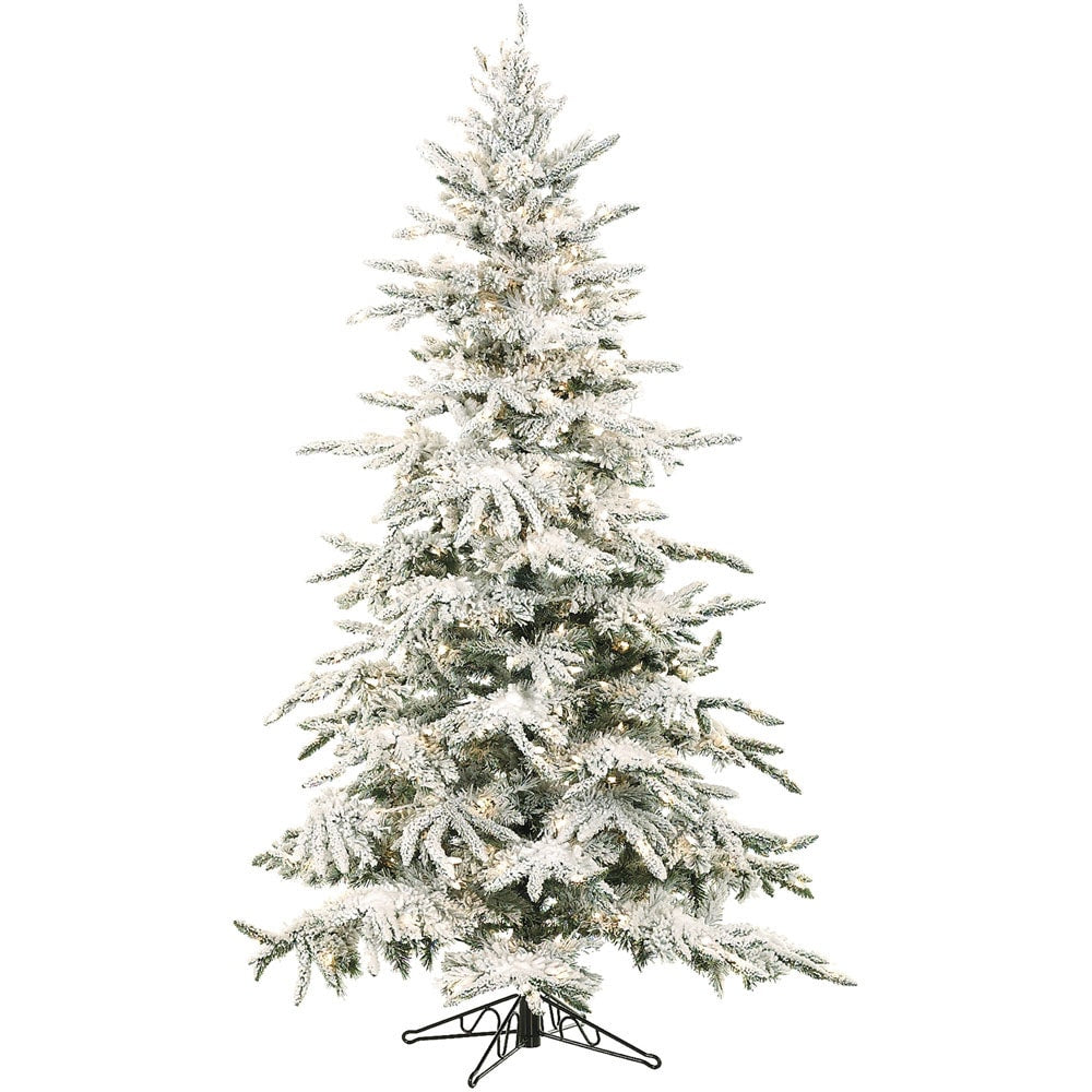 Fraser Hill Farm Artificial Flocked Mountain Pine Christmas Tree, 9ft