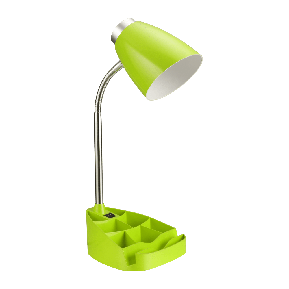 LimeLights Gooseneck Organizer Desk Lamp, Adjustable Height, Green Shade/Green Base