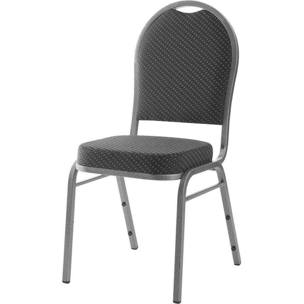 Lorell Banquet Stack Chairs, Textured Fabric, Black/Gray, Set Of 4