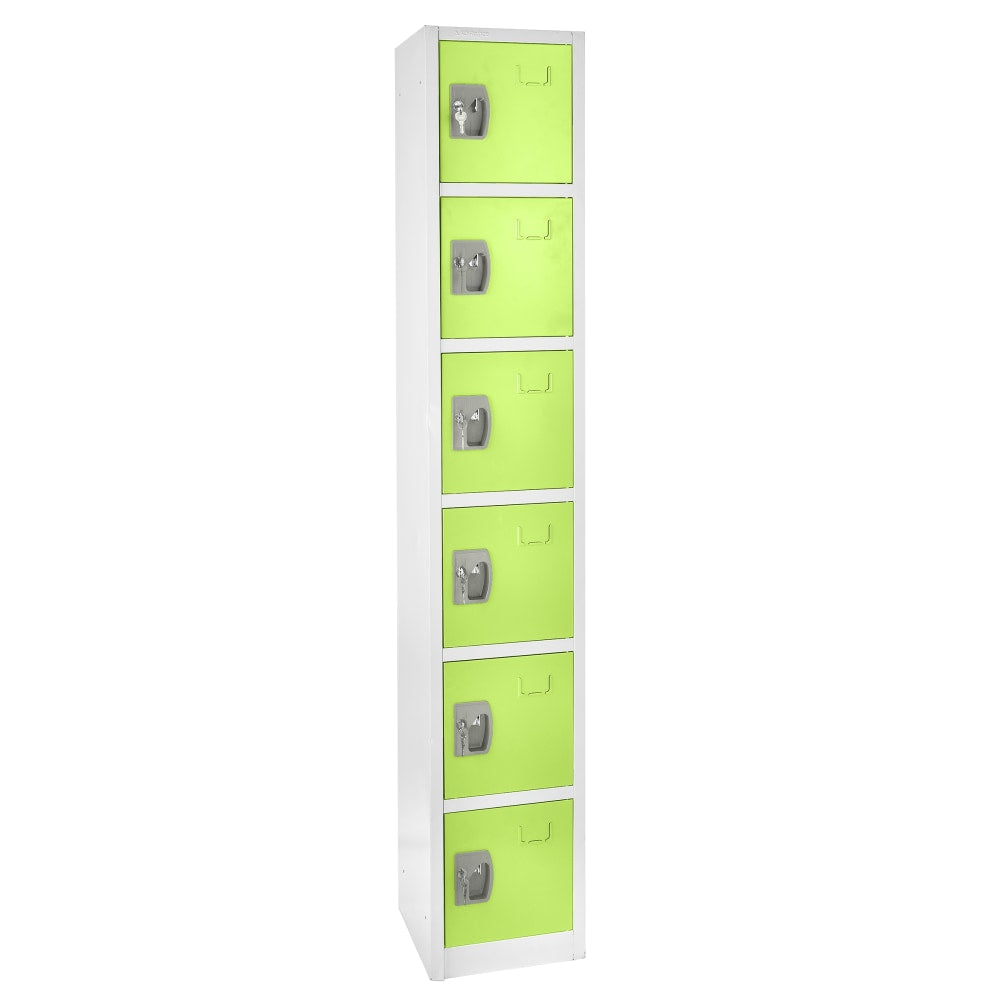 Alpine 6-Tier Steel Lockers, 72inH x 12inW x 12inD, Green, Pack Of 4 Lockers