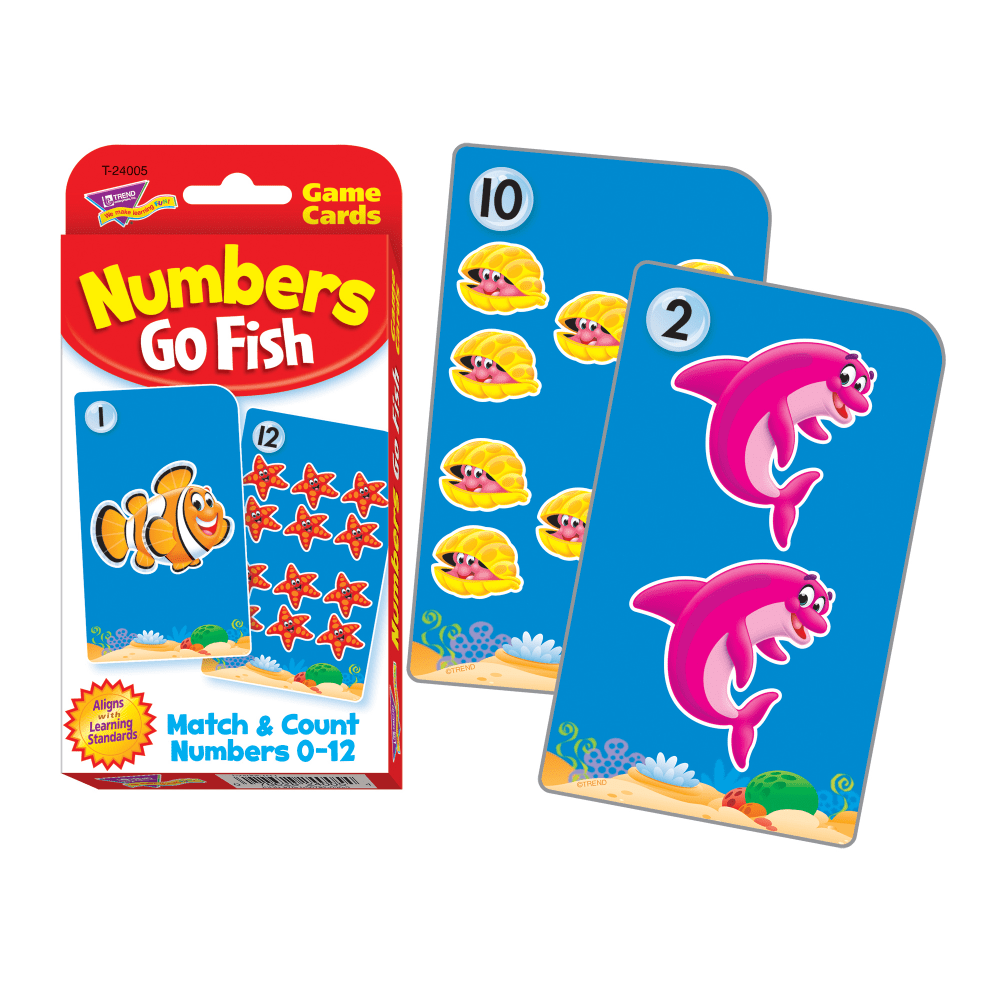 TREND Challenge Cards Numbers Go Fish, 3-1/8in x 5-1/4in, Pre-K to Grade 3, Pack Of 6 Sets