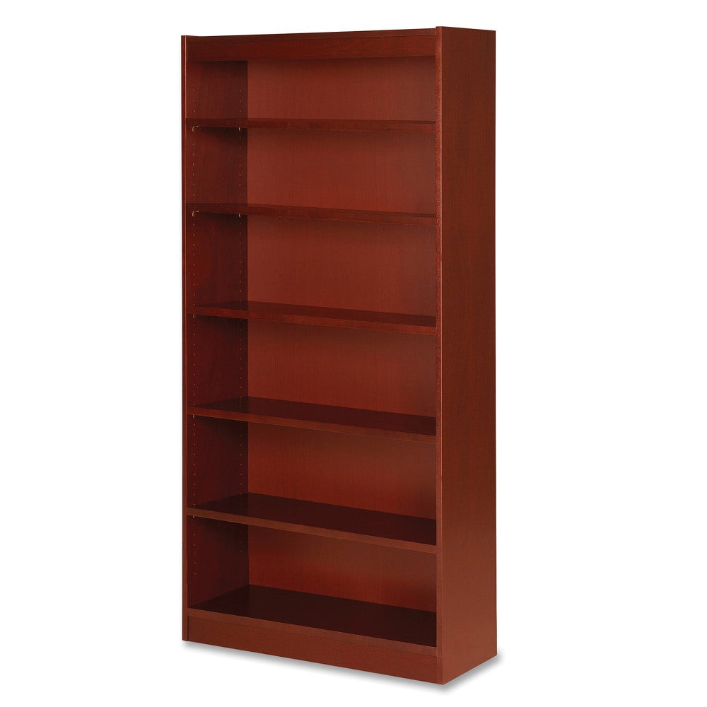 Lorell Veneer Modular Shelving Bookcase, 6-Shelf, 72inH x 36inW x 12inD, Cherry