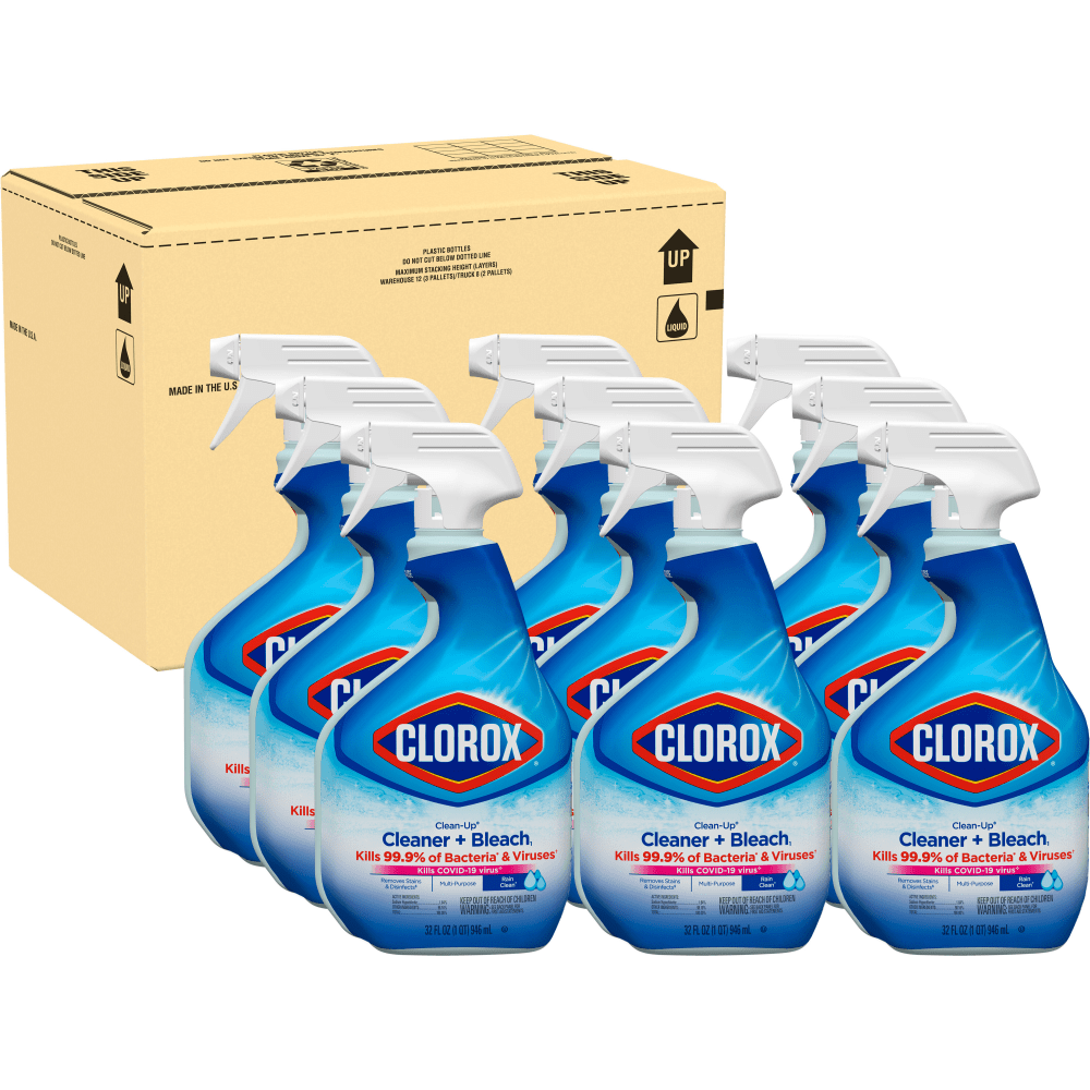 Clorox Clean-Up All Purpose Cleaner with Bleach, Spray Bottle, Rain Clean, 32 Fluid Ounces, Pack of 9 (30197)