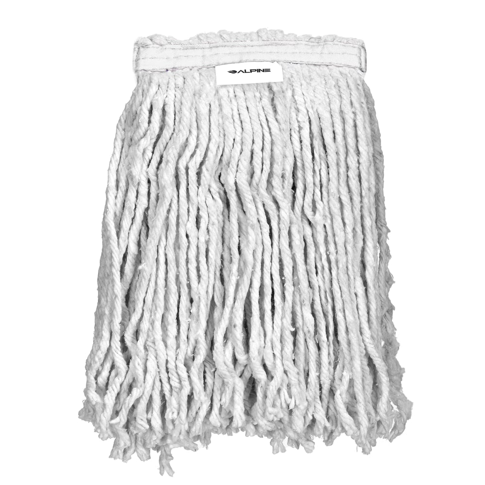 Alpine Industries Cotton Cut-End Mop Heads With 1in Band, 16 Oz, White, Set Of 12 Heads