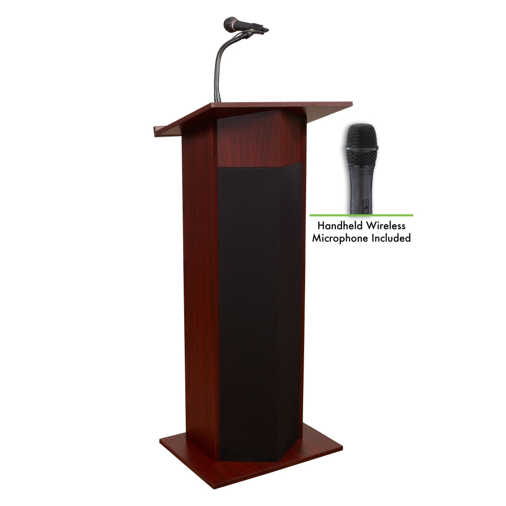 Oklahoma Sound The Power Plus Lectern With Wireless Handheld Microphone, Medium Oak