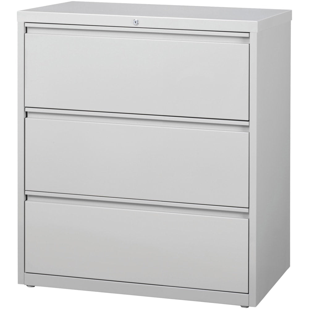 Lorell 36inW x 18-5/8inD Lateral 3-Drawer File Cabinet, Light Gray