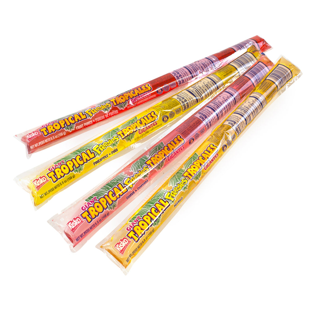 Kisko Freezies Freeze Pops, Giant Tropical, 5.5 Oz, Box Of 50, Assorted