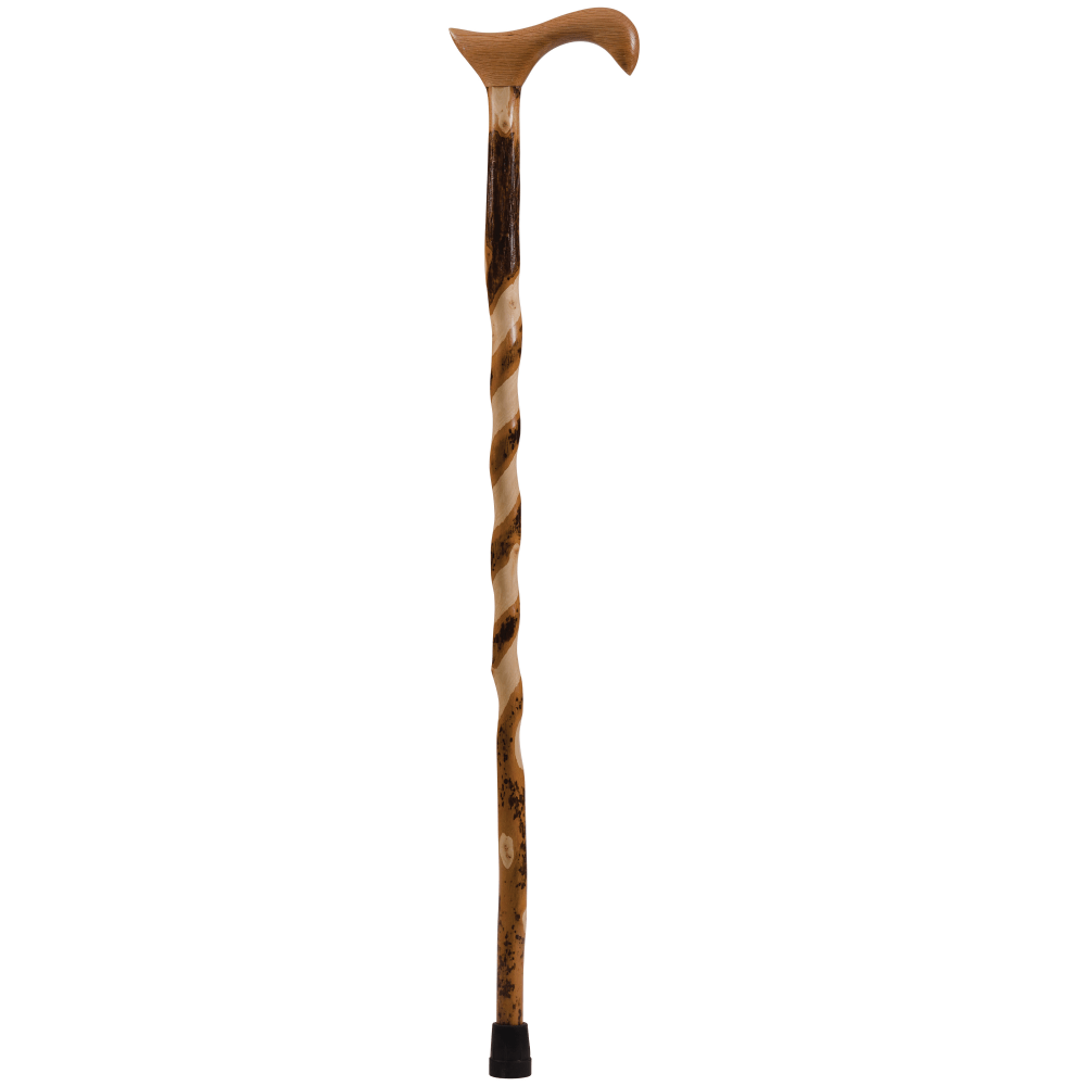 Brazos Walking Sticks Free Form Twisted Hickory Walking Cane With Derby Handle, 37in